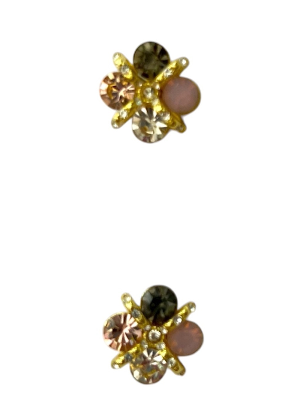 Pink / Clear Crystal Gold tone Pierced Earrings NWT